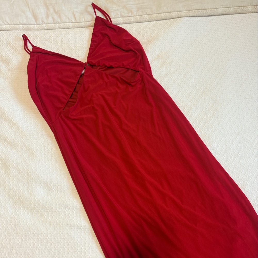 Fashion Nova Red Maxi Dress with Cutouts